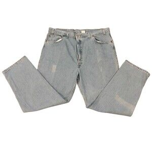 Vintage Levis 540 Brown Tab Men’s Light Wash Distressed Denim Blue Jeans 44x30